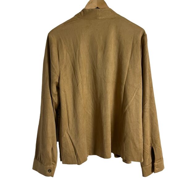 Chico’s Easy Faux Suede Perforated Jacket in Arabian Camel Size 12 - Picture 8 of 13